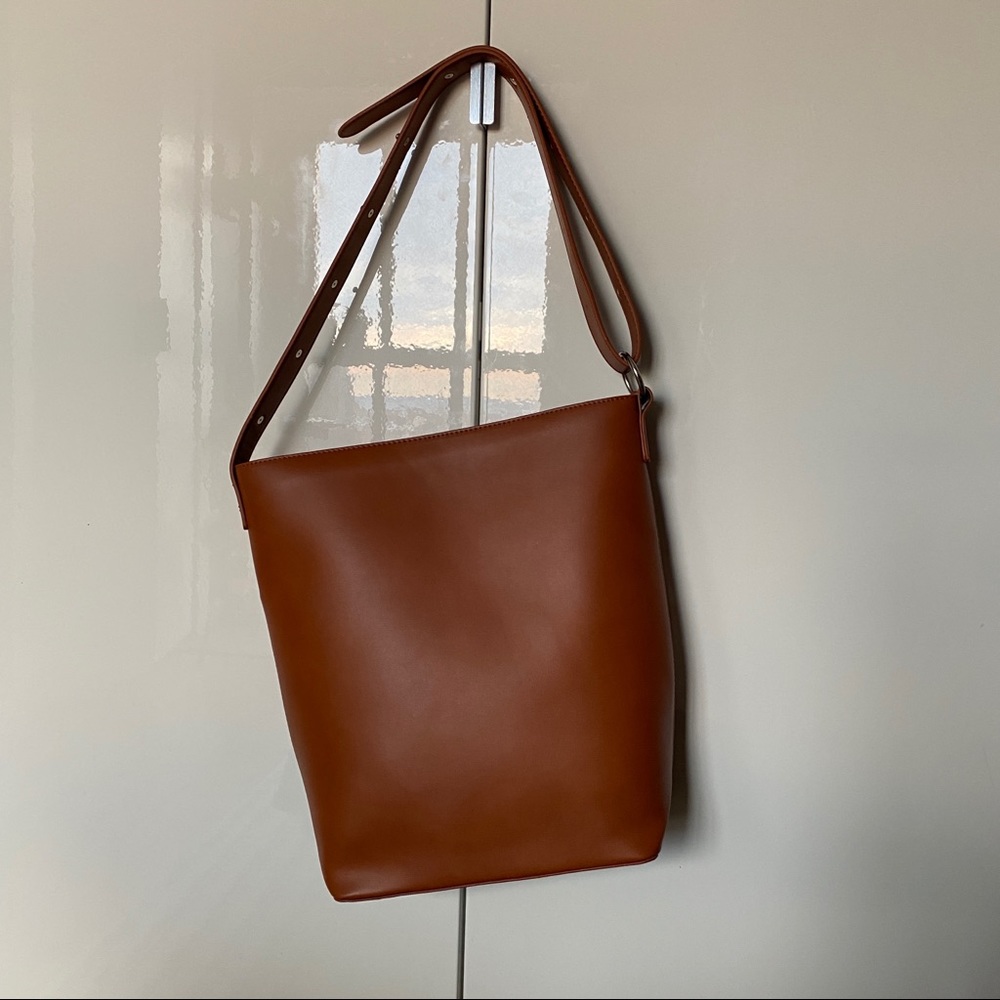 Never Used! Brown Vegan Leather Bucket Bag